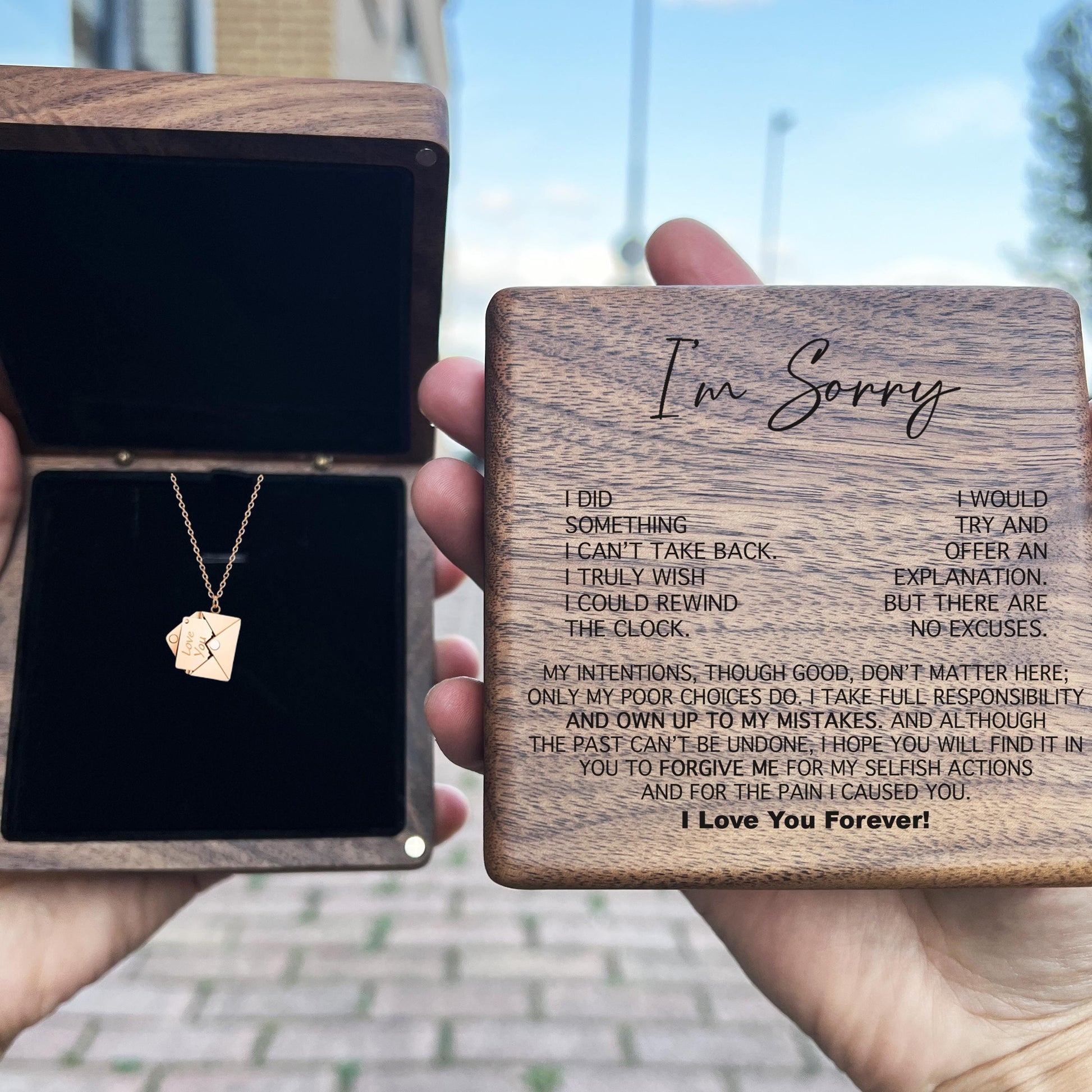 Apology Gift from Husband/Boyfriend to Her – “I’m Sorry” Necklace & Box