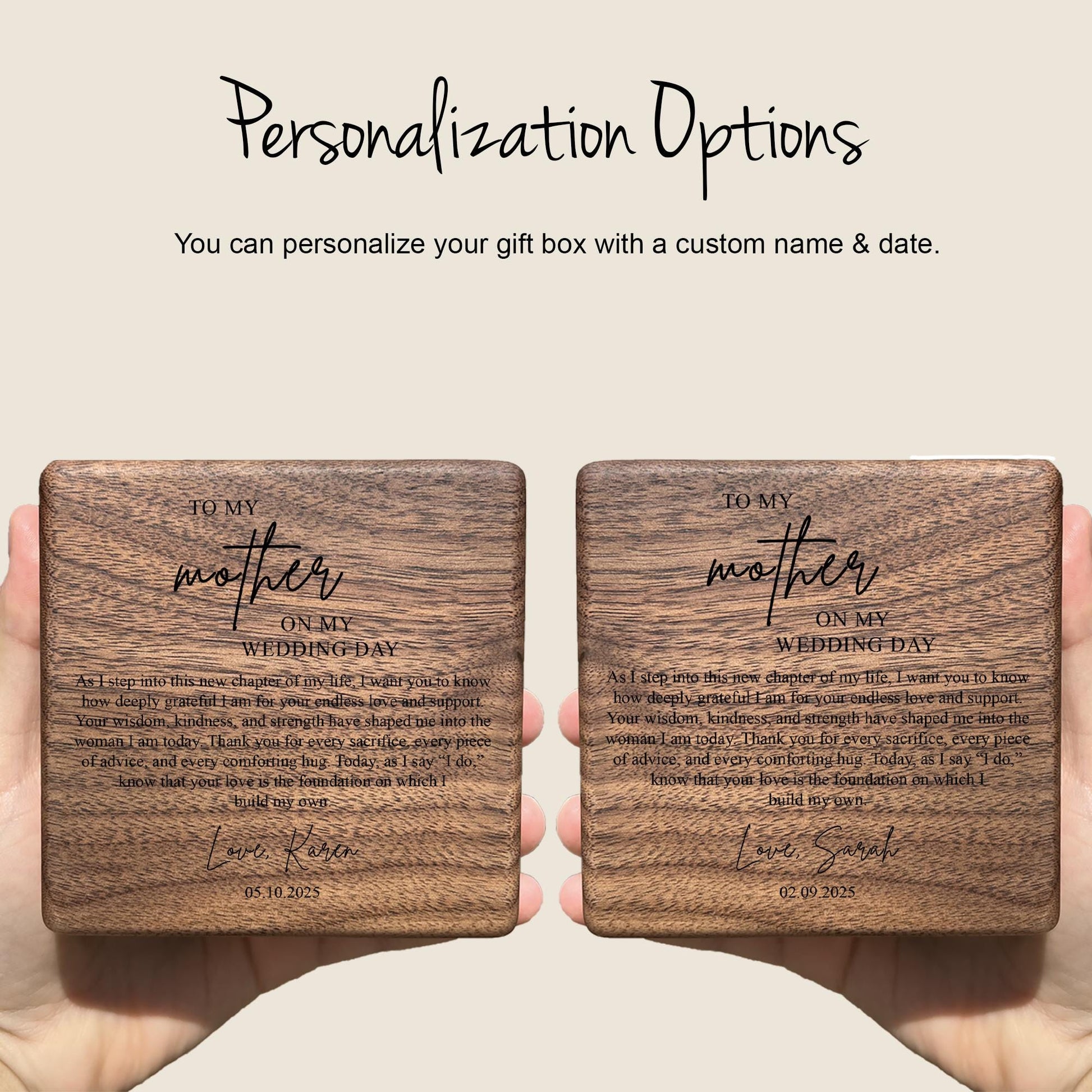 Personalized Wedding Day Gift from Daughter to Mother – “New Chapter” Necklace & Engraved Box