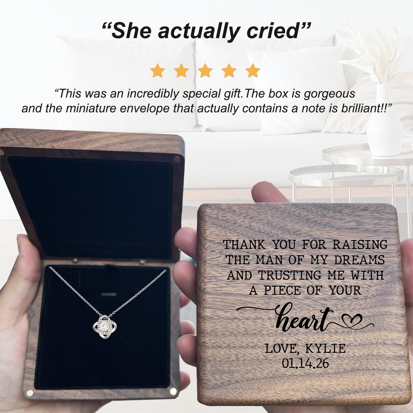 Wedding Day Gift from Bride to Mother of the Groom – “Trusting Me” Necklace & Engraved Box