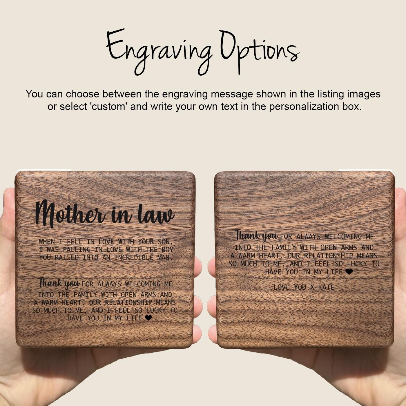 Mother in law gift wedding gift for stepmother mom mama bonus mom wooden gift box set necklace thank you mom in law jewelry complete gift