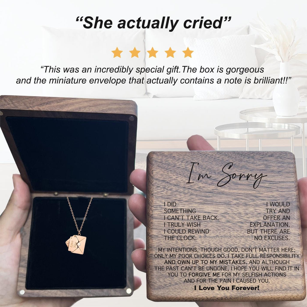 Apology Gift For Her, I'm Sorry Gift, Please Forgive Me Gift Wife Girlfriend Friend Necklace Gift Set Engraved Message Jewelry In Gift Box