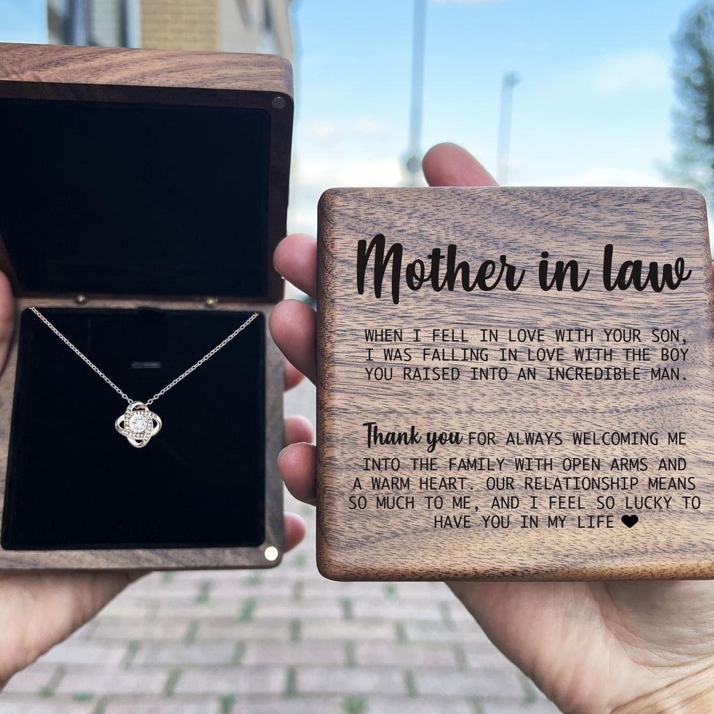 Mother in law gift wedding gift for stepmother mom mama bonus mom wooden gift box set necklace thank you mom in law jewelry complete gift