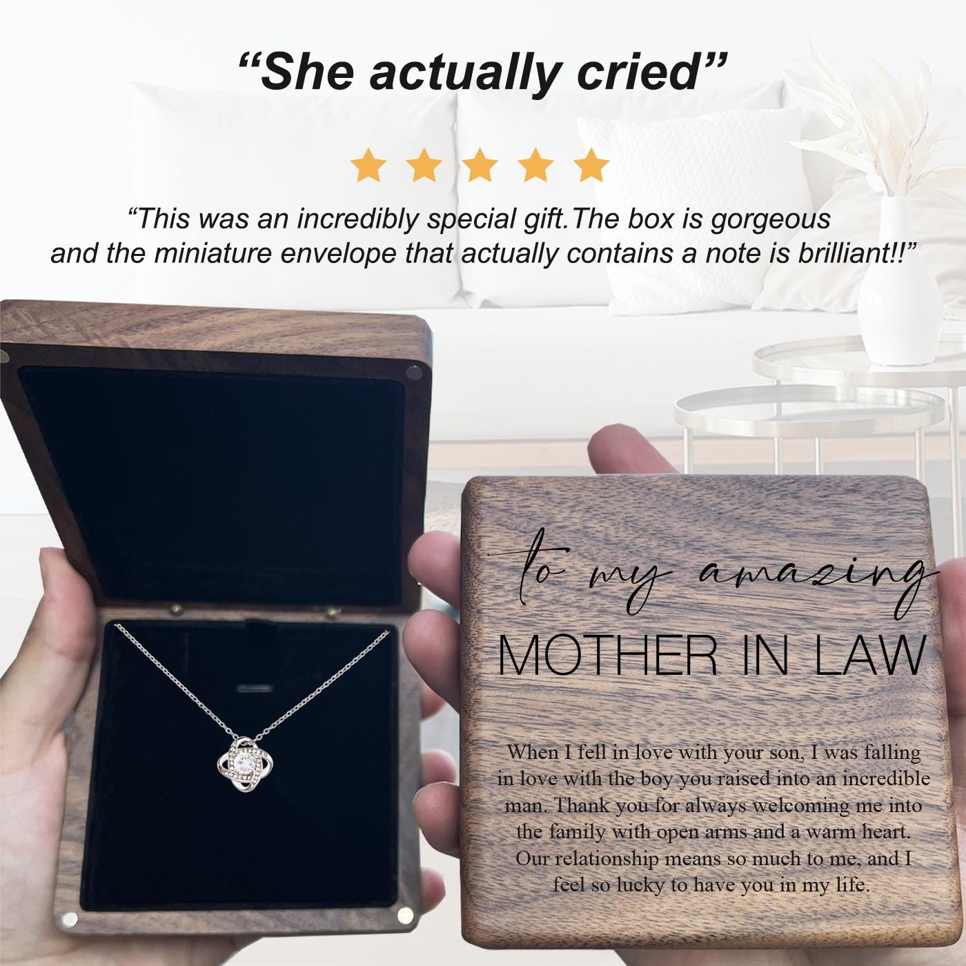 To My Mother In Law On My Wedding Day Gift Set Necklace Gift Box Engraved Sentimental Message Gift For Mother In Law From Bride Daughter