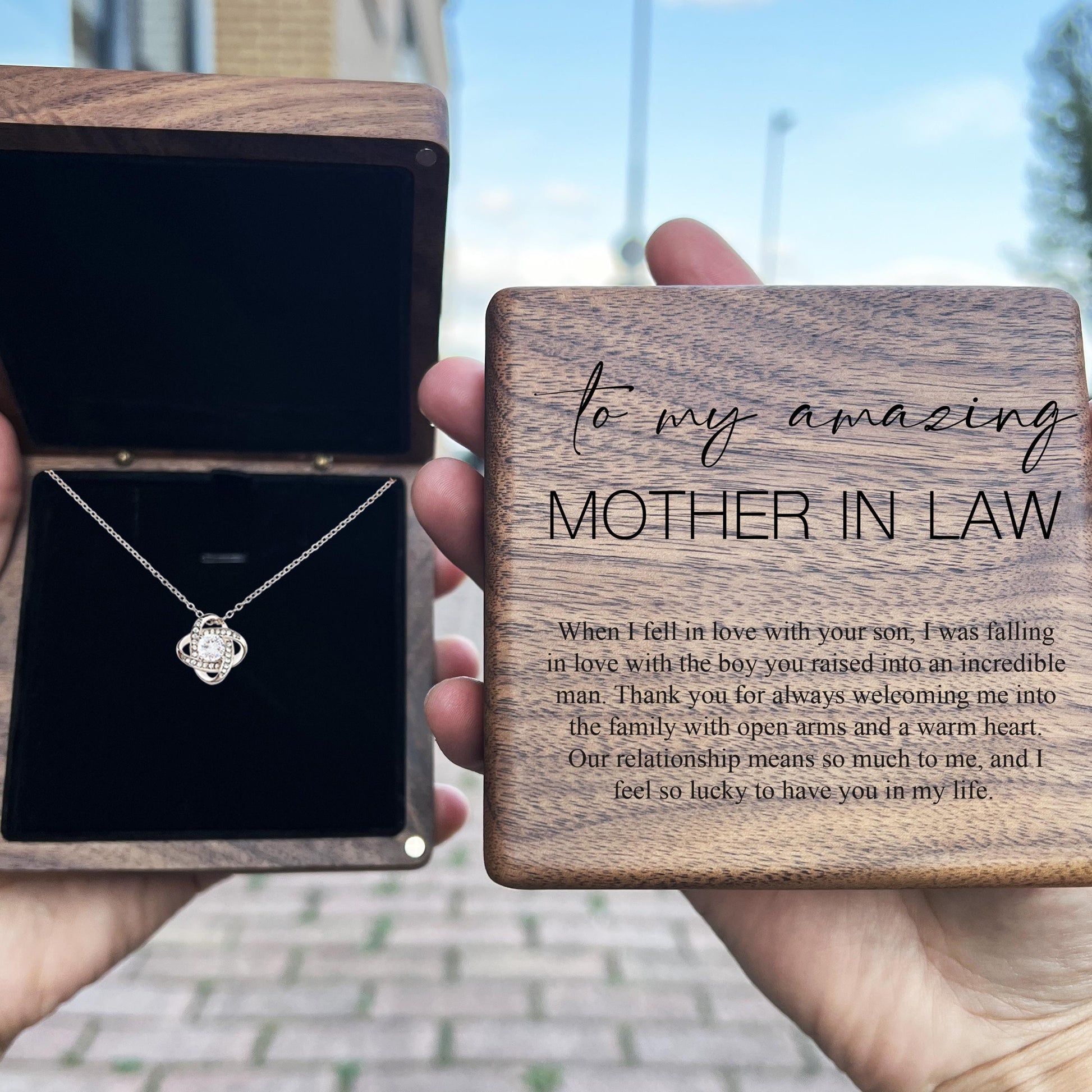 To My Mother In Law On My Wedding Day Gift Set Necklace Gift Box Engraved Sentimental Message Gift For Mother In Law From Bride Daughter